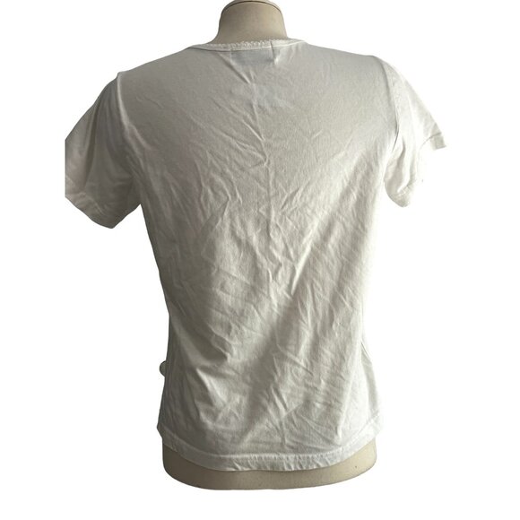 Shenanigans Vintage Pleated Embroided Short Sleeve T Shirt Sz Small Womens White - Picture 2 of 8